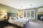 King Master bedroom suite with gas fireplace